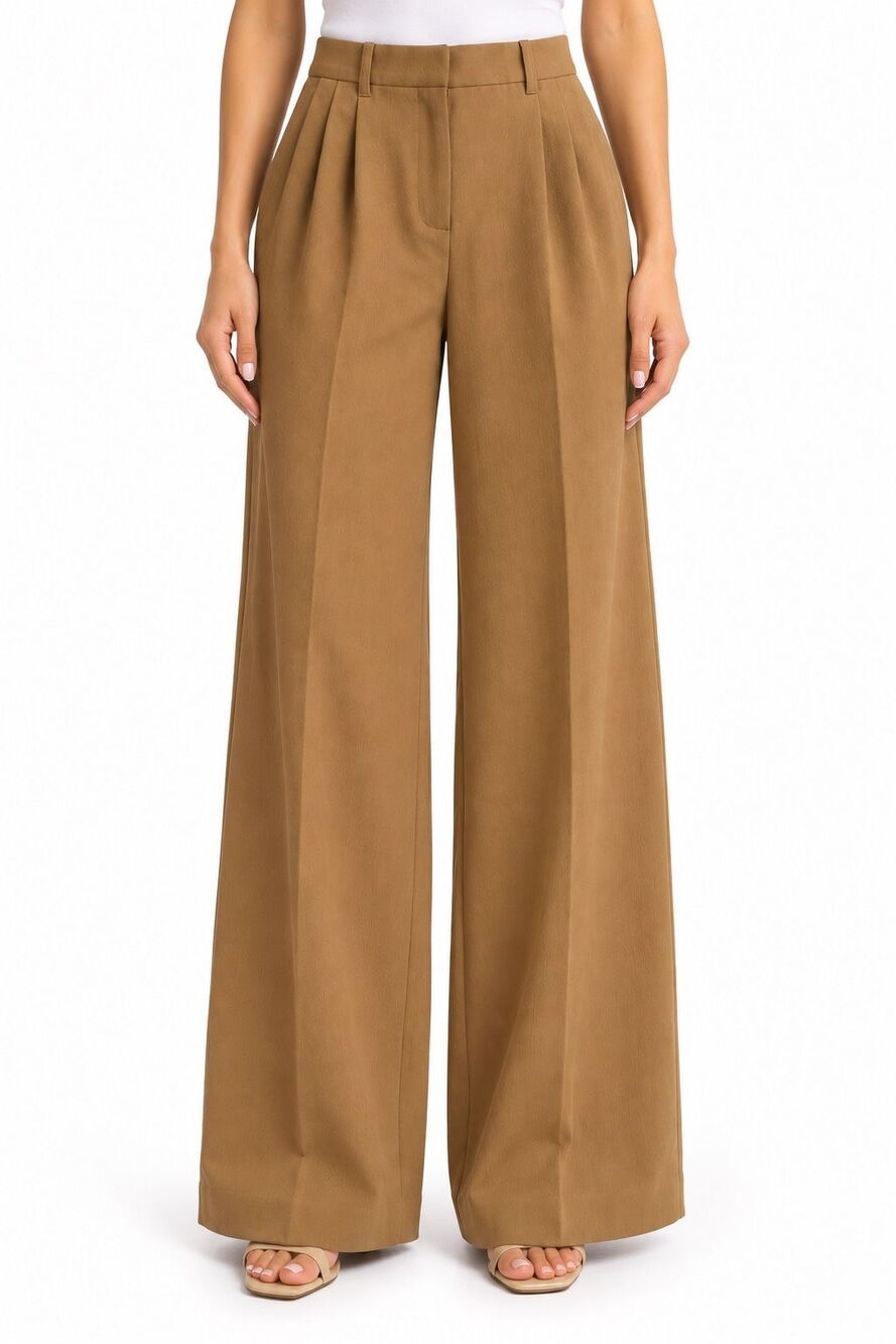 Aritzia Wilfred Effortless High Rise Pleated Wide Leg Pants Camel Size 2